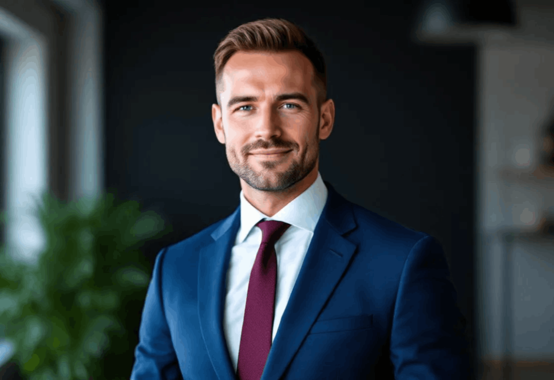 Das Bild zeigt ein professionelles Businessporträt, aufgenommen in einem modernen Fotostudio in Berlin. Die Atmosphäre ist kreativ und einladend, während die Person im Fokus Selbstbewusstsein und Professionalität ausstrahlt, ideal für Unternehmenswebseiten oder Social Media